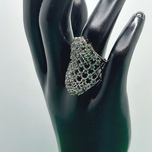 Natural Round Chrome Diopside Rhodolite Gems 925 Sterling Silver Ring Size 7 - Picture 11 of 12